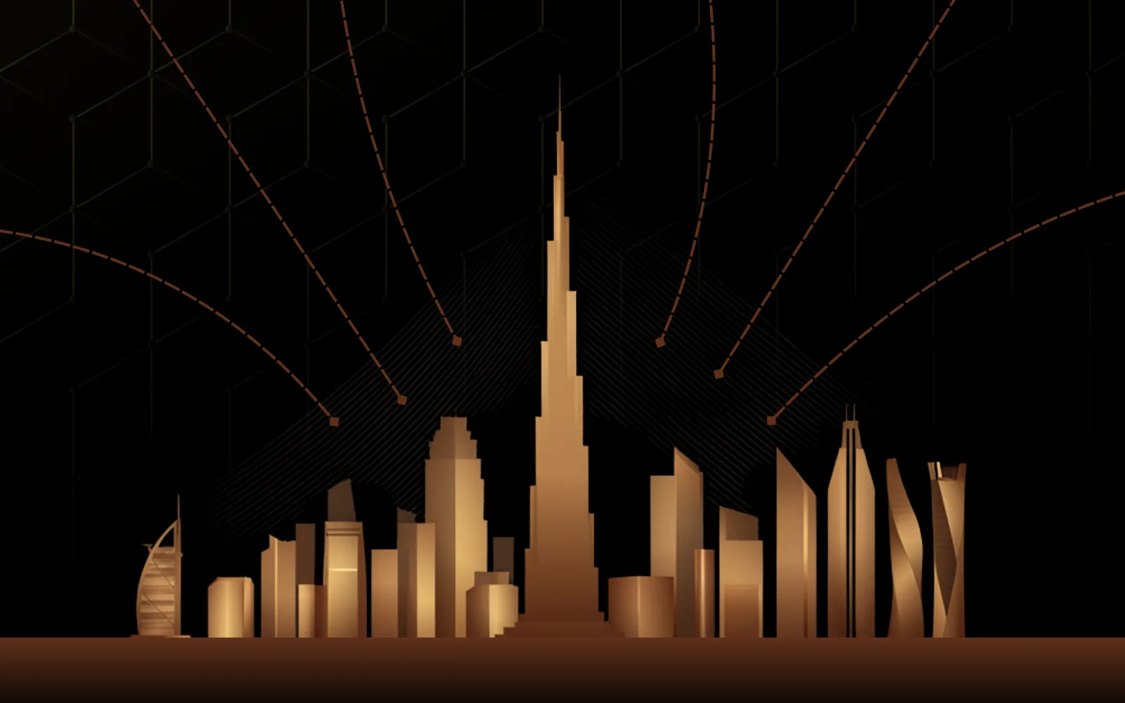 Dubai skyline connected to international property investment markets